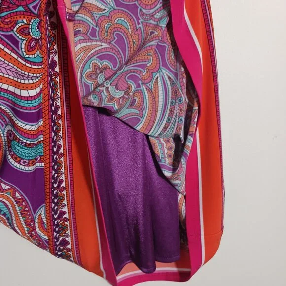 Laundry by Shelli Segal Paisley Print V-Neck Shift Dress Size Large Mod, Vibrant - Picture 9 of 16